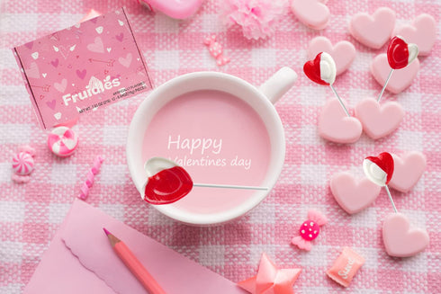 Lollipops Red Heart Shaped Strawberry N' Cream Flavored, 12 Individually Wrapped Lollipops