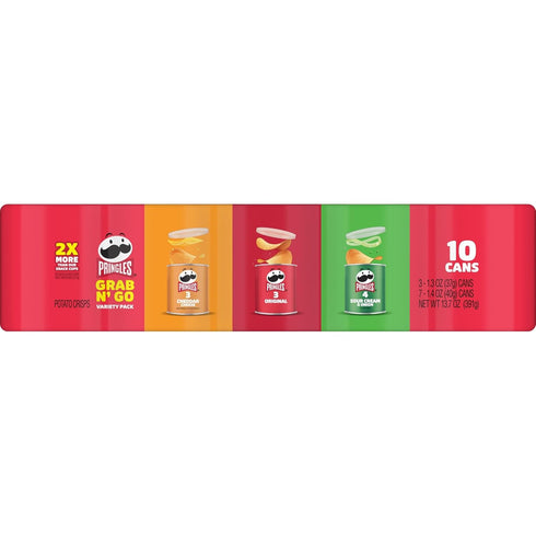 Pack, 13.7oz Pack (10 Pringles Potato Crisps Chips, Lunch Snacks, Variety Cans)
