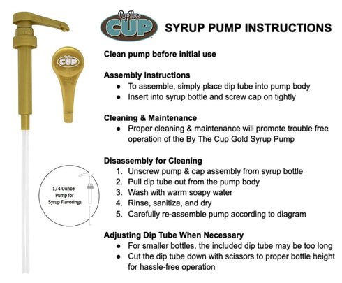 By The Cup Gold Coffee Syrup Pump for 750 ml Bottles, Pack of 2, Fits Upouria, Torani, DaVinci, and Monin (1L Plastic