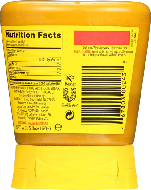 150g Pack 2 Colman's Original English Squeezy Mustard