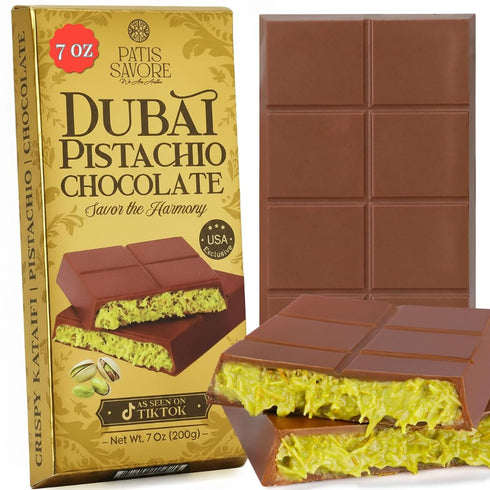 Dubai Chocolate Bar - Premium Pistachio, Belgian Chocolate and Crispy Kataifi Layers