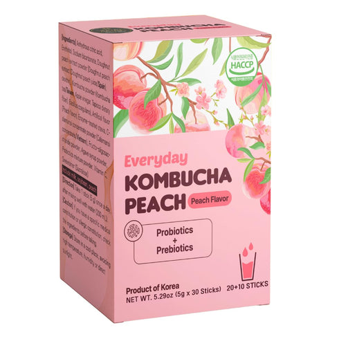 Unha's Everyday Kombucha Tea Powdered Beverage, 20 Sticks, Sparkling Powder Drink, Prebiotics,