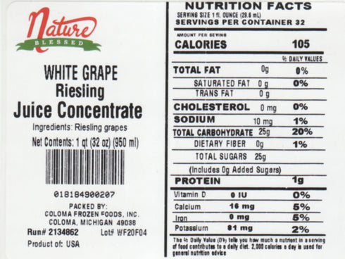 100% 1 (1/32 oz Nature Blessed Pure Riesling White Grape Concentrate - Quart fl bottle), Applications: Home Wine