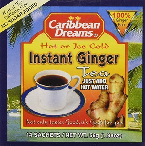 Caribbean Dreams Instant Ginger Tea, Un-Sweetened, 14 Sachets (Pack of 3)