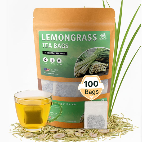 Lemongrass Tea Bags - 100 Bags (Premium Natural Pure Leaf Tea -