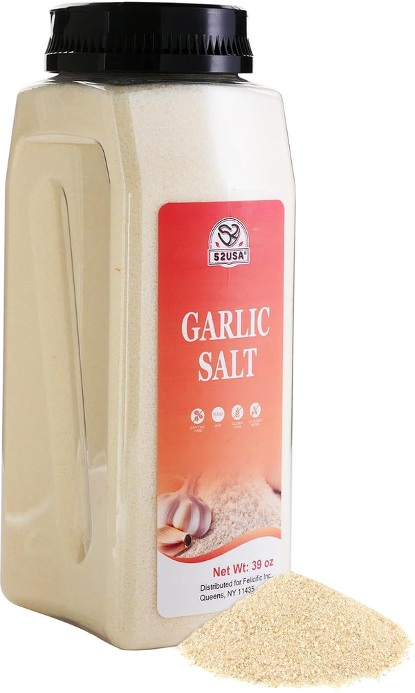 52USA Garlic Salt 39 Ounce(1.1 kg), Garlic Salt Bulk Seasoning, Fine Ground