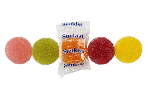 Gummies (1 Bright Sunkiss Fruit Gems, Individually Wrapped Sugar Dusted Soft Gel Candy, Fruit Slice Flavored Jelly by