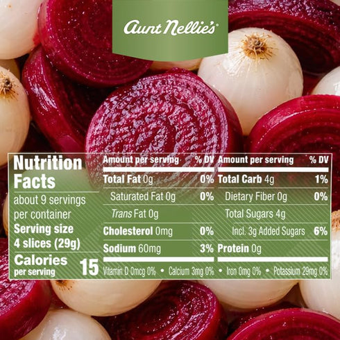 (16 oz, 2-Pack) Aunt Nellies Pickled Beets & Onion | Tangy, Earthy, Sweet and Delicious | Deep Vibrant Ruby Red-Purple