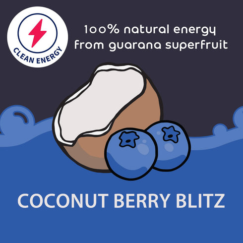 100mg 15 Pack Bobelo Self Carbonating, Clean Energy + Hydration Electrolytes Powder Drink Mix, Coconut Berry Blitz