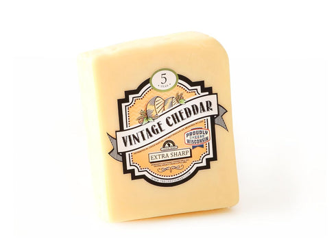 5 (4) 8 oz Aged White Cheddar Cheese - Years | Pieces | Extra Sharp, Bold & Tangy Authentic Wisconsin White Cheddar