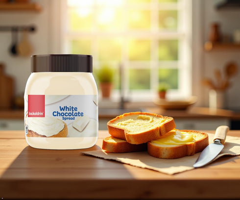 Backaldrin 12.35 oz Premium White Chocolate Spread - Smooth Creamy Butter for Toast, Bagels, Pancakes, Waffles