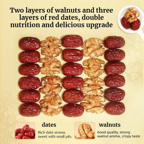 250g,Natural Packaged (250g) Walnut & Jujube Pie Energy Snack with Whole Walnuts & Dates ,Sweet & Chewy Healthy