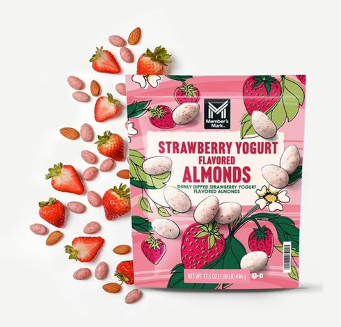 Generic MM 17.5 oz 2 Packs, Strawberry Yogurt Almonds, x Roasted Almonds with Sweet Strawberry Yogurt
