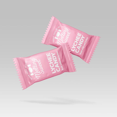(4.4oz, Pack 12) Melting Sweet Premium Individually Wrapped Lychee Hard Candy