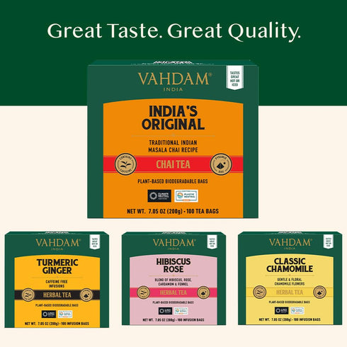 (100 Count) VAHDAM, India's Original Masala Chai Tea Bags No Added Flavoring | Blended w/Exotic Spices | Whole Leaf Tea