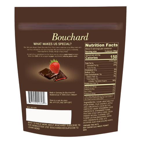 5.3 OZ (0.3 LB/150g) (Pack 3) Bouchard Dark Chocolate Strawberry Thins