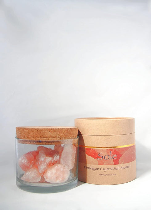 Original Himalayan Crystal Salt Sole Jar + Stones | A Natural Electrolyte Solution to Support Hydration, pH Balance