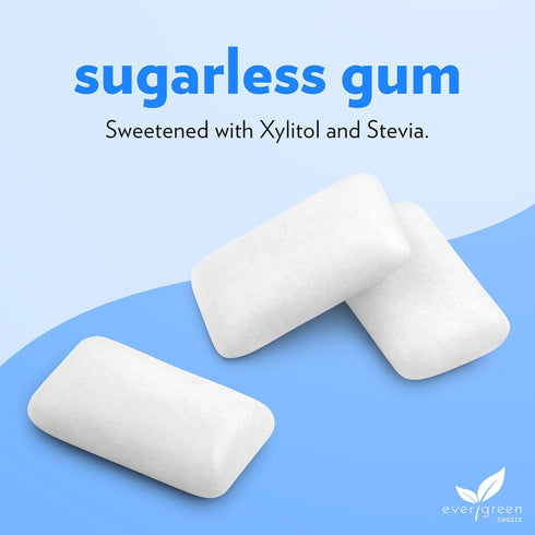 Evergreen Sweets Chewing Gum, 100 Count Jar - Natural Peppermint Gum, Sugar-Free, Aspartame Free, Vegan