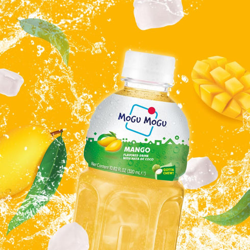 6 Pack 10.82 oz Mogu Mogu Mango Juice Drink with Nata de Coco (Coconut Jelly) Chewy Fruit Beverage for Kids & Adults