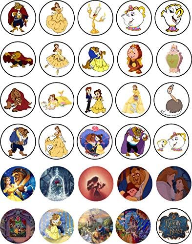 30 Edible Cupcake Toppers – The Beast's Redemption Themed Collection of Cake Decorations on Wafer Sheet