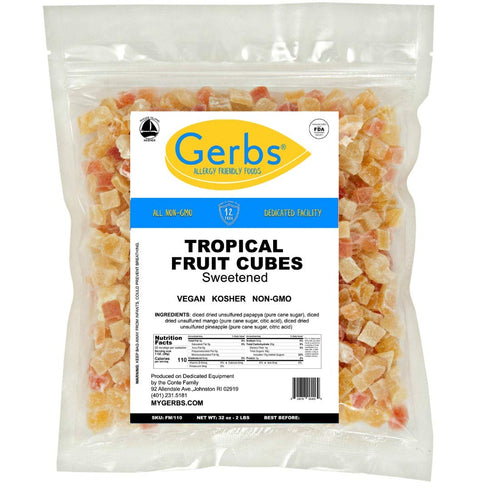 2 lbs. 14 Gerbs Sweetened Tropical Dried Fruit Snack Mix | Unsulfured, No Artificial Additives, Resealable Bag |