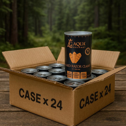 15 oz Aqua Gourmet - Canned Hard Razor Clams in Brine, Premium Chilean Seafood, Can, Ready to Eat