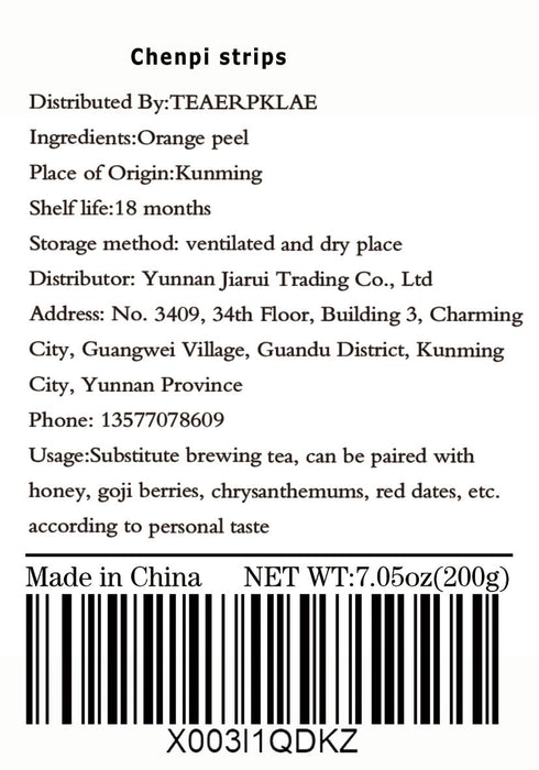 TEAERPKLAE 7.05 oz/200g Dry orange peel tea bag Asian condiment dried citrus peel Dried orange peel Chenpi silk