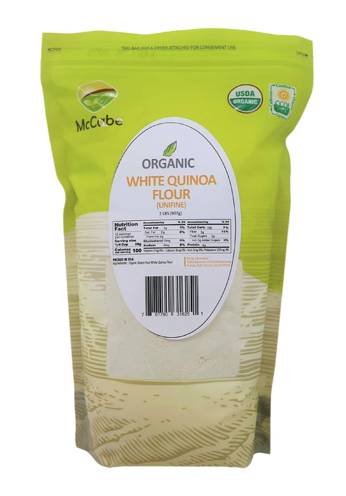 Packed 2Lbs (Pack 2) McCabe Organic White Quinoa Flour - Quinoa Flour Organic | Rich with Fiber & Minerals | USDA