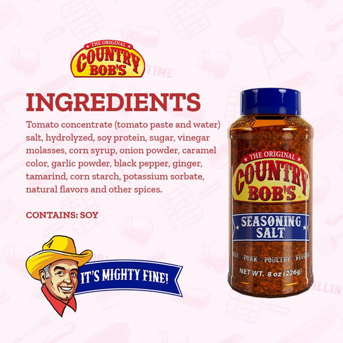Country Bob's Original Seasoning Salt 8 oz (Pack of 2) | Quick & Easy Flavor Boost for Meat, Poultry, Veggies & Pork