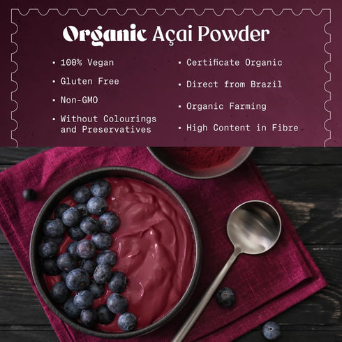 8oz NaturaleBio Organic Acai Powder - Freeze Dried Acai Berry Powder (Freeze Dried) from Brazil - Raw Food from Acai