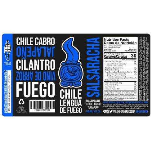 (Pack 2, Hot Sauce | Chile Lengua de Fuego of Salsaracha) - Medium Heat Garlic & Jalapeo Sriracha-Style Hot Sauce