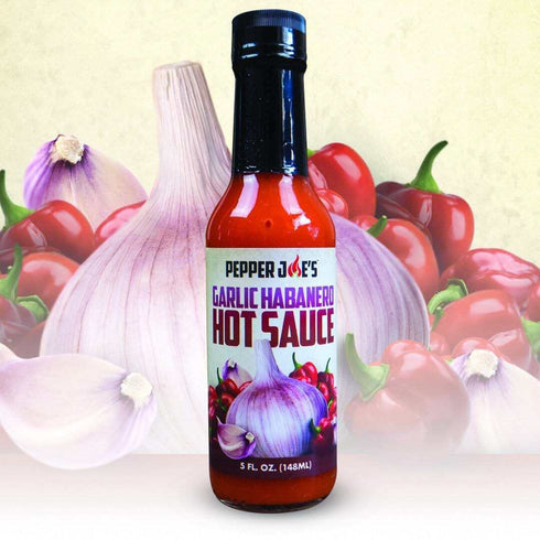 5 Pepper Joes Garlic Habanero Hot Sauce Gourmet Roasted Garlic Hot Sauce with Red Habanero Peppers Mild Heat