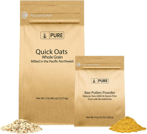 PURE ORIGINAL INGREDIENTS Bee Pollen & Quick Oats Bundle, Hearty Breakfast, Cereal,