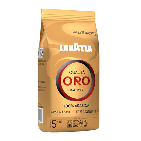 2.2 (Pack 1) ,100% Lavazza Qualit Oro Whole Bean Blend, Medium Roast, Pound of Arabica, Central America & African
