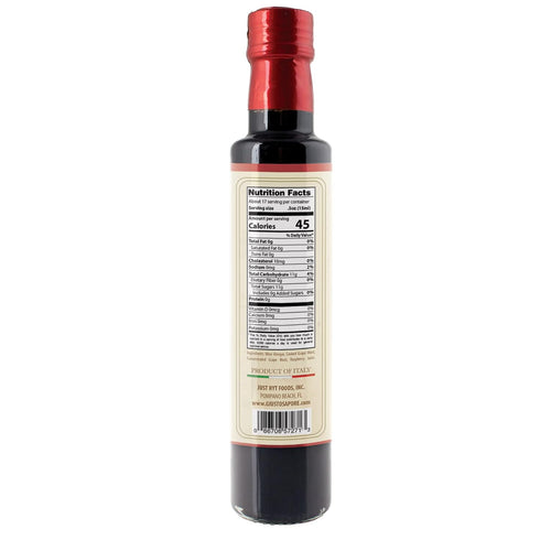 8.5oz Giusto Sapore All Natural Raspberry Balsamic Vinegar of Modena P.G.I. - Made with Real Fruit Puree - Imported