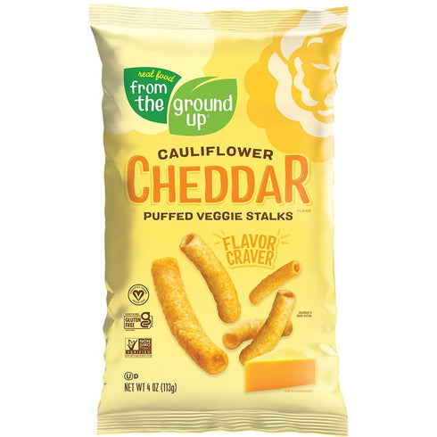 6 Count, 4oz Real Food From The Ground Cauliflower Stalks - Bags (Cheddar)
