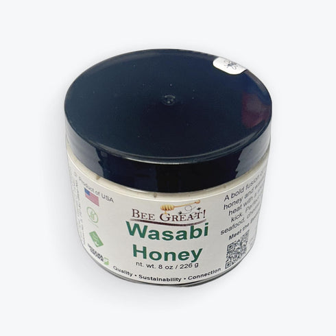 Bee Great (8 oz) Wasabi Hot Honey Bold Sweet Heat with Wasabi Kick Great with Sushi, Seafood & Salads