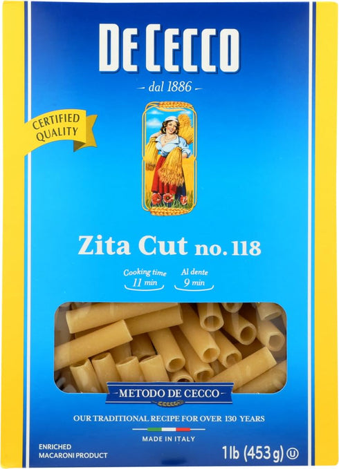 De Cecco Pasta - Zita Cut (Ziti) - No. 118 - 1 Box