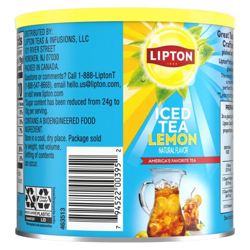 10 (Pack 6) Lipton Reduced Sugar Iced Tea Mix, Lemon Flavor, Makes Quarts