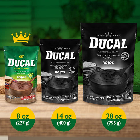 8 (Pack 24) Ducal Refried Red Beans Pouch, Ounce of - Instant Vegetarian Refried Red Beans, Non-GMO And Gluten-Free