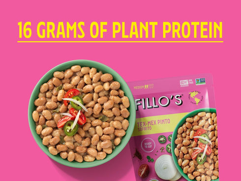 10 oz 6 Fillo's Tex Mex Pinto Beans - Ready to Eat Beans, Gluten-Free, Preservative-Free, Microwavable, Non-GMO, Vegan