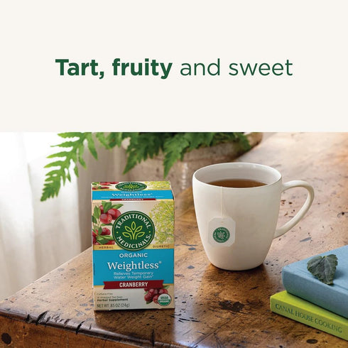 Traditional Medicinals Organic Weightless Cranberry Herbal Tea, (Pack of 1) - 16 Tea Bags - Relieves Water Weight