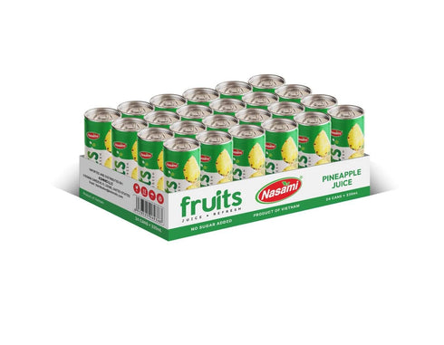 NASAMI 100% 11.1 oz (330ml) Pack 24 Pineapple Juice Not From Concentrate, No Sugar Added, Natural Tropical Fruit Drink