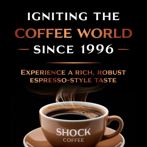 9.5 10 Shock Coffee Espresso Single Serve Cups | Extra High Caffeine Strong Coffee | Medium Dark Roast | ct