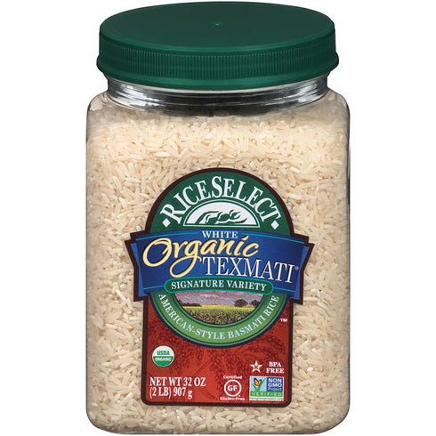 RiceSelect Organic Texmati White Rice, Long Grain, Gluten-Free, Non-GMO, 32 oz (Pack