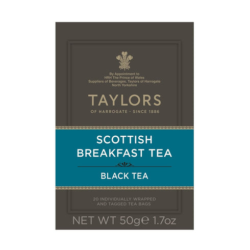 Taylors of Harrogate Scottish Breakfast Black Tea Individually Wrapped Bags, 20 Count