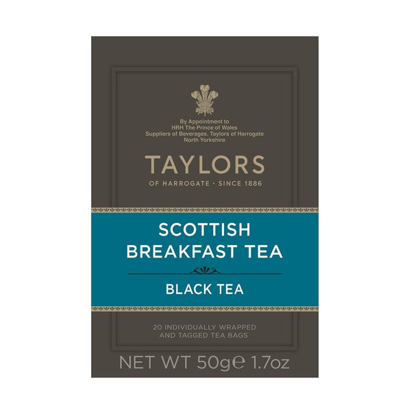 Taylors of Harrogate Scottish Breakfast Black Tea Individually Wrapped Bags, 20 Count