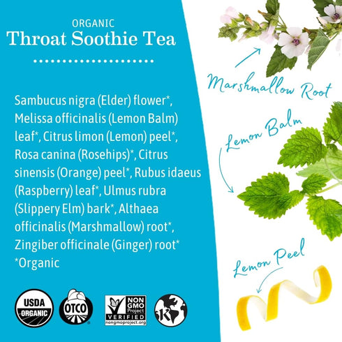 Throat Soothie Tea with Elderflower for Immune Support - 16-Count, Safe for Kids & During Pregnancy