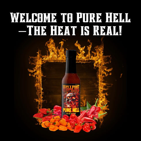 7 5 oz Hellfire Pure Hell Hot Sauce, Pepper Blend, Gourmet, Multi Award-Winning, Amazingly Hot and Flavorful Sauce