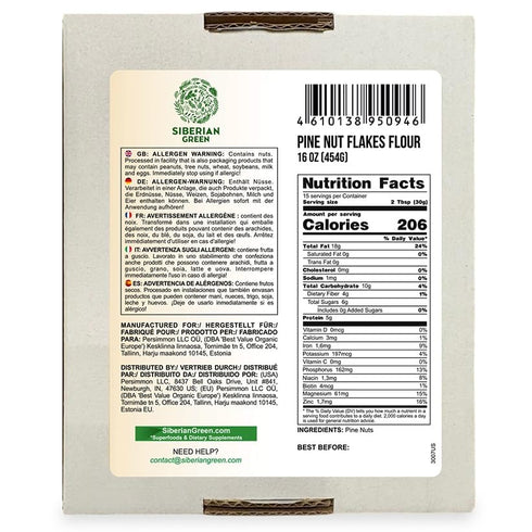 454g (16 oz) 100% Siberian Pine Nut Flakes Flour Cedar Kernel Powder Wild Harvested Pure
